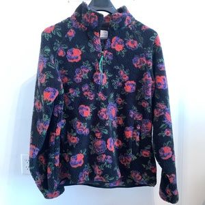 Urban Outfitters Floral Sherpa Half Zip